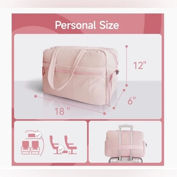 Rolling Bunny Lightweight Gym Bag with Shoe Compartment, Pink - Picture 2 of 10